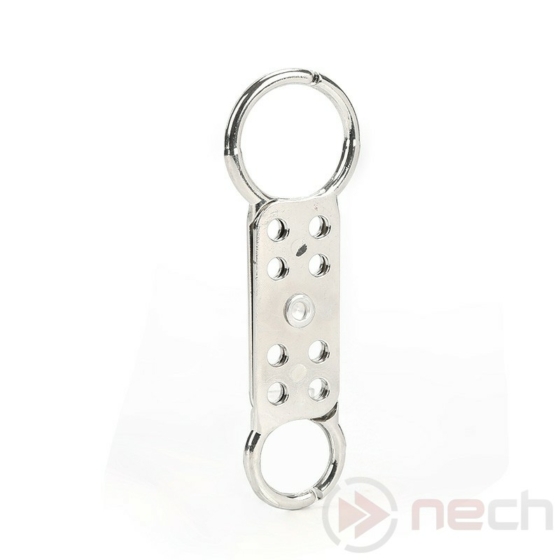 NECH HADE82538S Munkavédelmi LOTO funkciós gyűjtőlakat alumíniumból, ezüst színű / Double-End Aluminium Hasp
