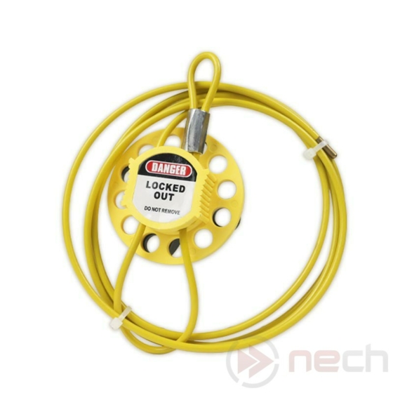 NECH MPCL univerzális munkavédelmi LOTO kábeles kizáró sárga színben / Multiporpose Cable Lockout