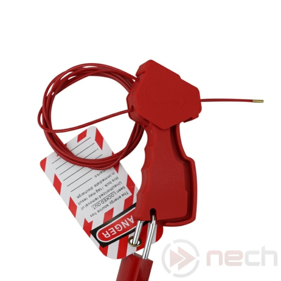 NECH UCL18 univerzális munkavédelmi LOTO kábeles kizáró piros színben / Universal Cable Lockout