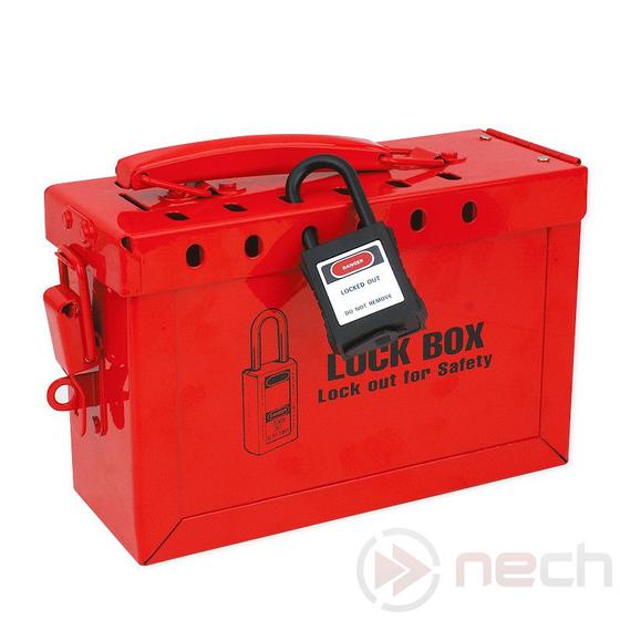 Csoportos kizáró doboz, hordozható LOTO eszköz tároló / Portable Steel Safetey Lockout Kit