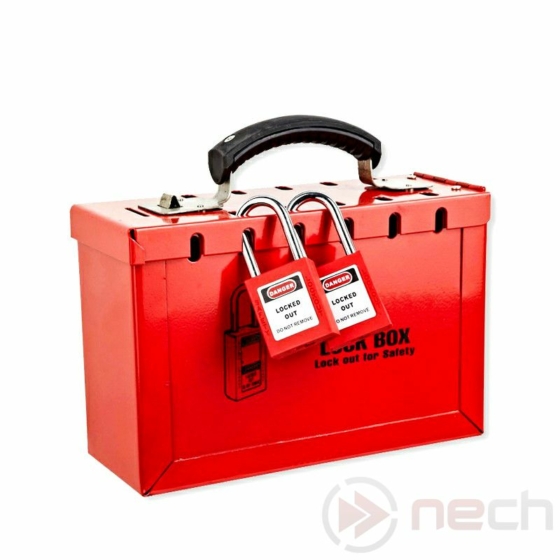 Csoportos kizáró doboz, hordozható LOTO eszköz tároló / Portable Steel Safety Lockout Kit
