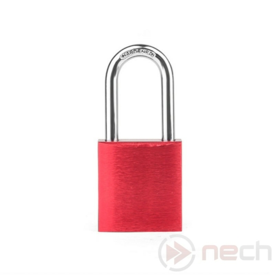 PLA38-R Biztonsági alumínium LOTO lakat, acél kengyellel - piros / Aluminium padlock - RED