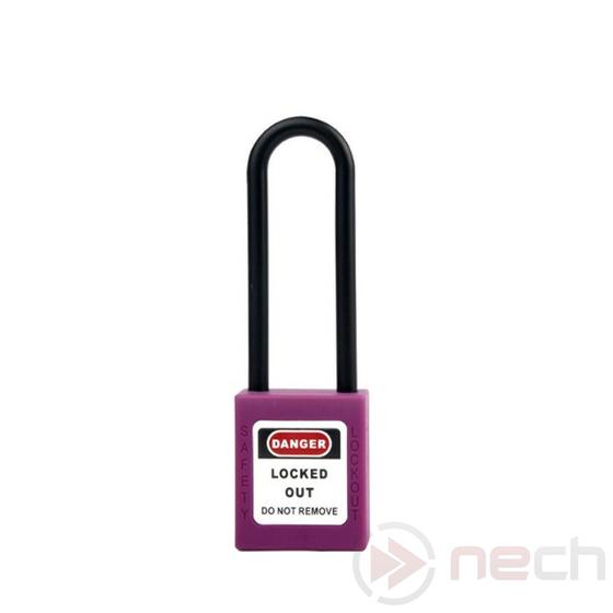 NECH PL76N-P Munkavédelmi LOTO lakat hosszú műanyag kengyellel - Long Nylon Shackle Safety Padlock