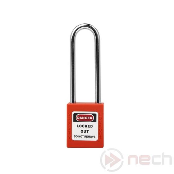 NECH PL76LS-O Munkavedelmi LOTO lakat hosszú acél kengyellel - Long Steel Shackle Safety Padlock