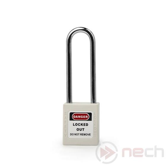 NECH PL76L-W Munkavedelmi LOTO lakat hosszú acél kengyellel - Long Steel Shackle Safety Padlock