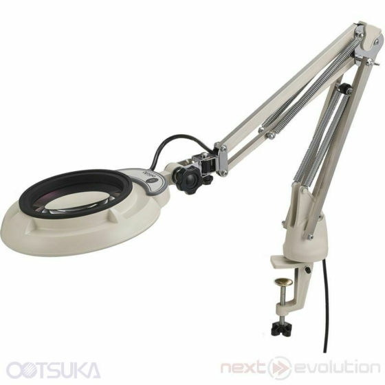 OTSUKA OPTICS SKKL-CF asztallapra rögzíthető lengőkaros kompakt nagyítós lámpa / Swing-arm type illuminated magnifier with clamp to a desk