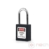 Kép 1/4 - NECH PL38BK Biztonsági LOTO lakat, acél kengyellel - fekete / Steel shackle safety padlock - black