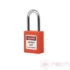Kép 1/4 - NECH PL38O Biztonsági LOTO lakat, acél kengyellel - narancssárga / Steel shackle safety padlock - orange
