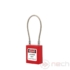 Kép 1/5 - NECH PLC-R LOTO lakat, kábeles kengyellel - piros / Stainless Steel Cable Shackle Safety Padlock - Red