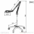 Kép 2/2 - OTSUKA OPTICS ENVL-FL 15X Dimmelhető lengőkaros nagyítós lámpa görgős állvánnyal 15X-ös nagyítólencsével - méretek / Free-arm + illuminated magnifier with caster stand dimensions 